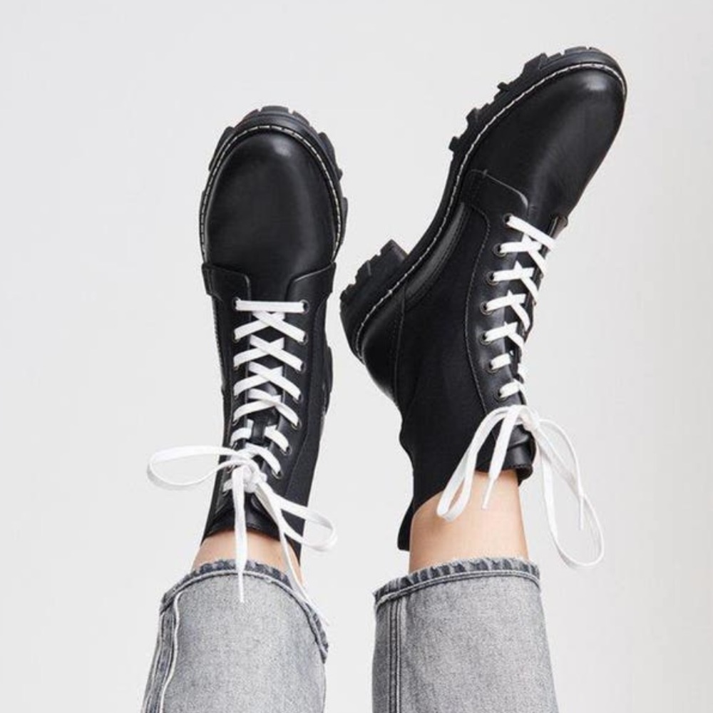 Rag & Bone Shiloh Combat Boot (w\ both black & white lace) Size 39